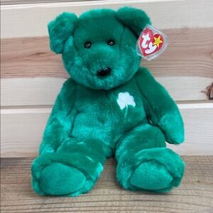 Vintage Ty Beanie Baby Erin 1998 Irish Green Bear w Tag Stuffed Plush Doll 14"